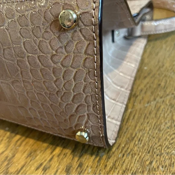 Kate Spade Knightsbridge Doris Satchel Croc Embossed Leather Sparrow Tan